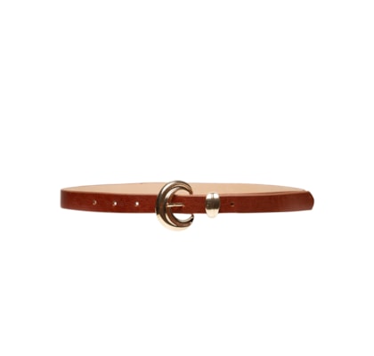 Cinto Feminino Em Couro Com Fivela Arredondada - Marrom