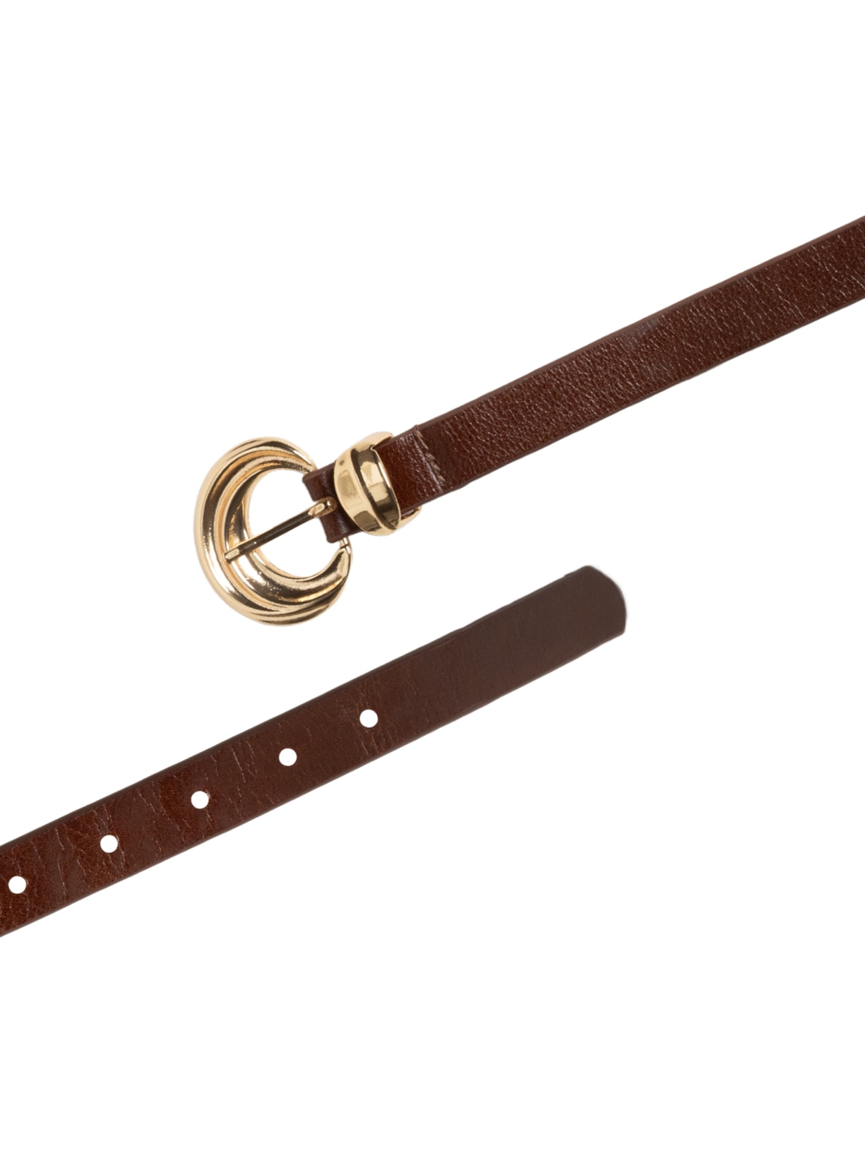 Cinto Feminino Em Couro Com Fivela Arredondada Marrom Market 33