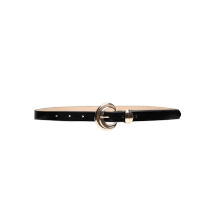 Cinto Feminino Em Couro Com Fivela Arredondada - Preto