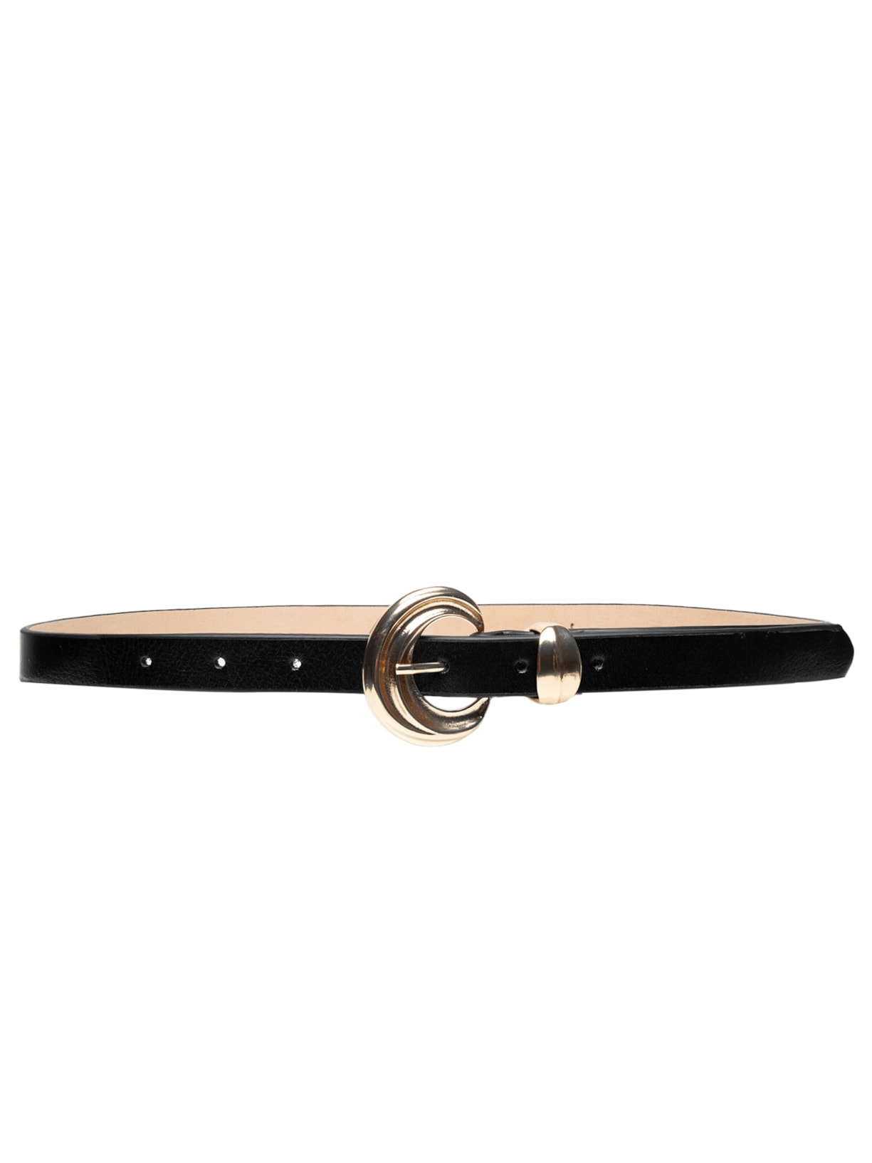 Cinto Feminino Em Couro Com Fivela Arredondada - Preto