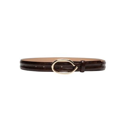 Cinto Feminino Em Couro Com Fivela Assimétrica - Marrom