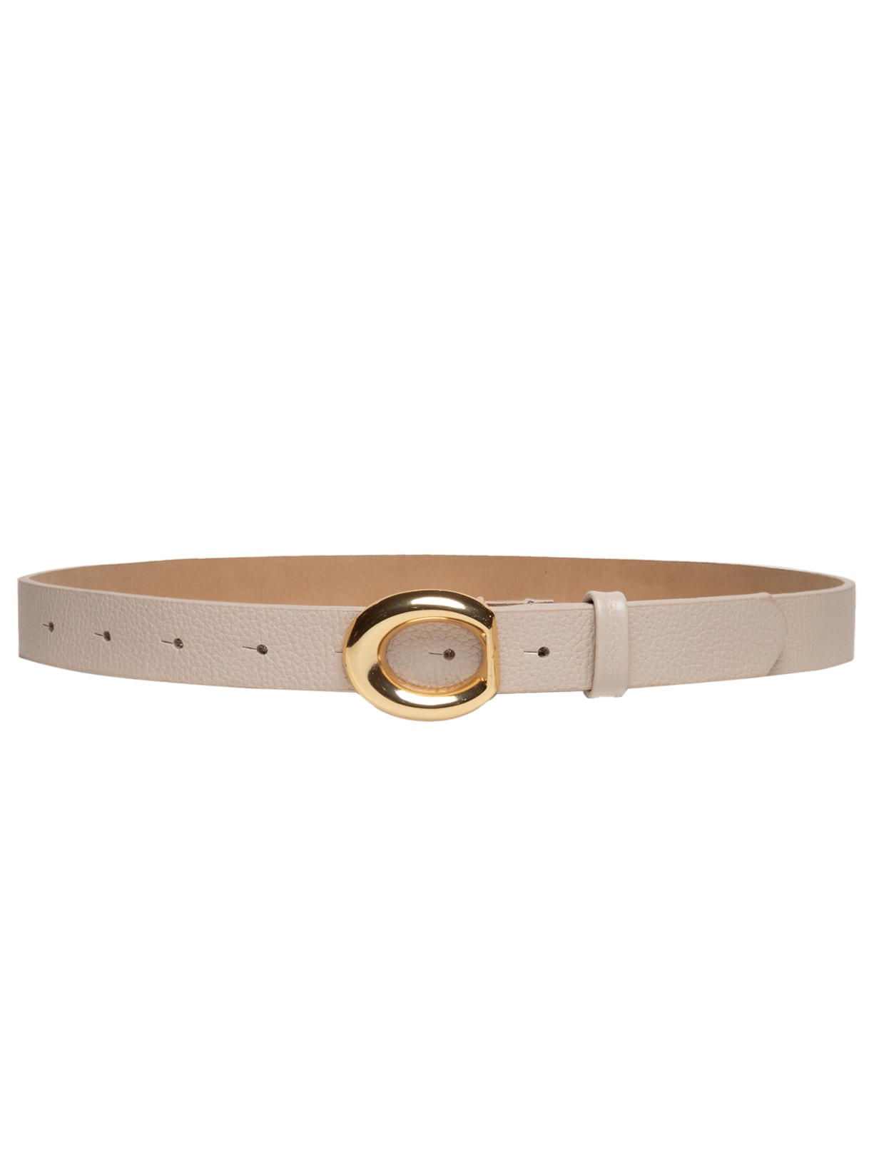 Cinto Feminino Em Couro Com Fivela Assimétrica - Off White