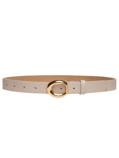 Cinto Feminino Em Couro Com Fivela Assimétrica - Off White