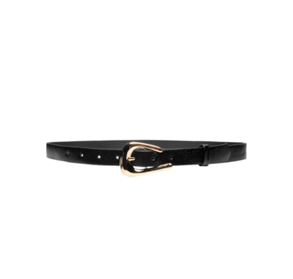 Cinto Feminino Em Couro Com Fivela Assimétrica - Preto