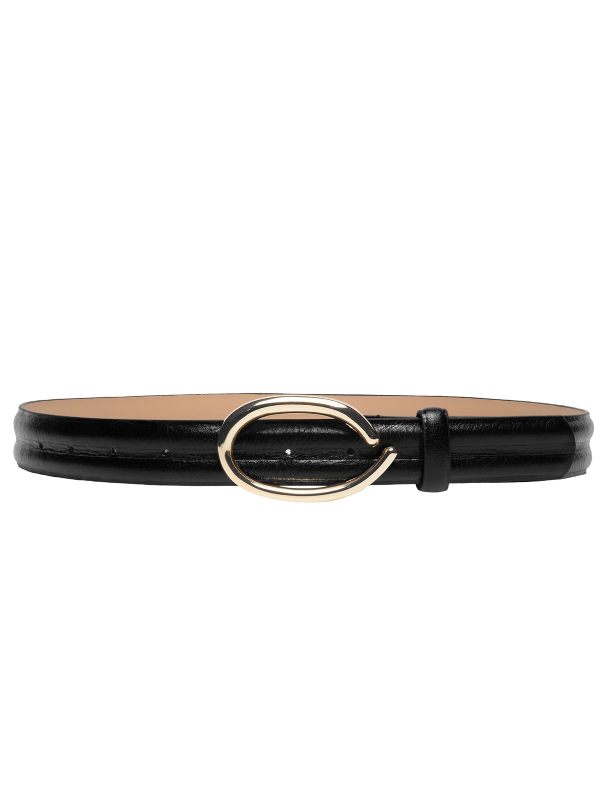Cinto Feminino Em Couro Com Fivela Assimétrica - Preto