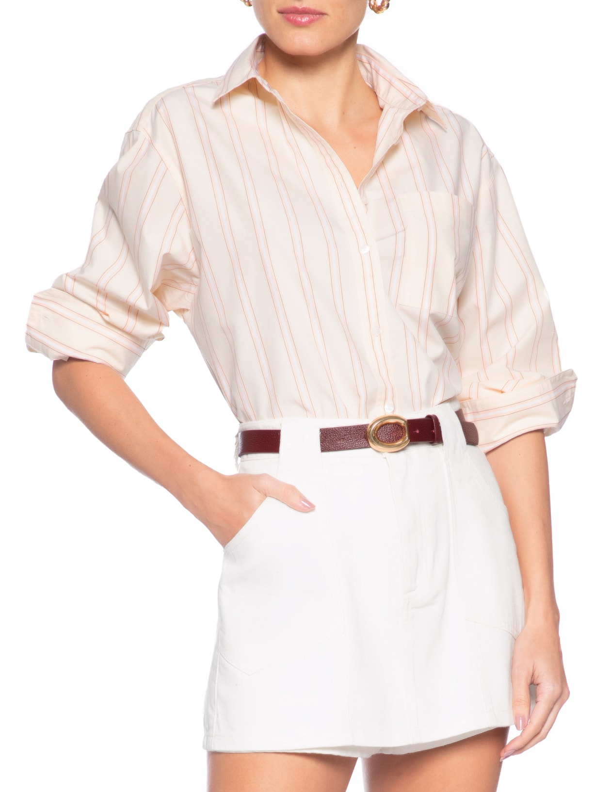 Cinto Feminino Em Couro Com Fivela Assimétrica Vermelho Market 33