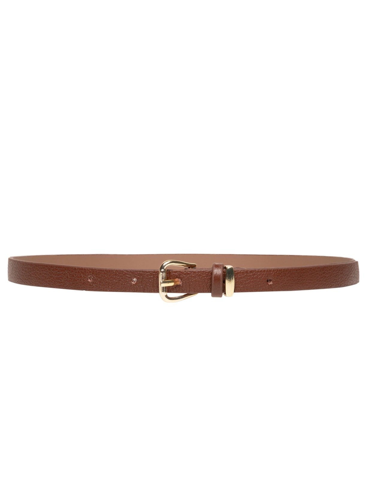 Cinto Feminino Em Couro Com Fivela Dourada - Marrom