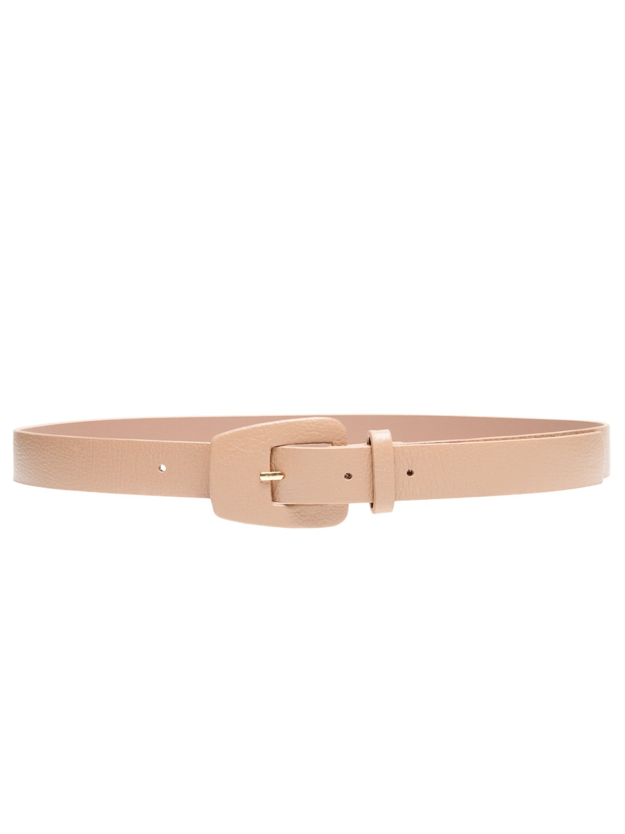 Cinto Feminino Em Couro Com Fivela Encapada - Bege