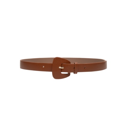 Cinto Feminino Em Couro Com Fivela Encapada - Marrom