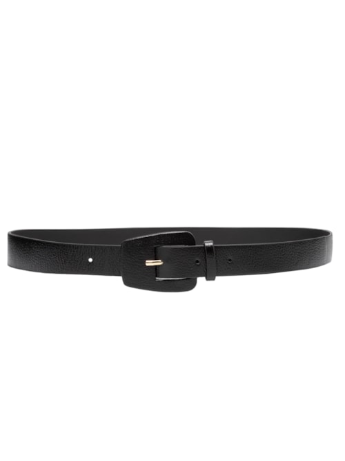 Cinto Feminino Em Couro Com Fivela Encapada - Preto