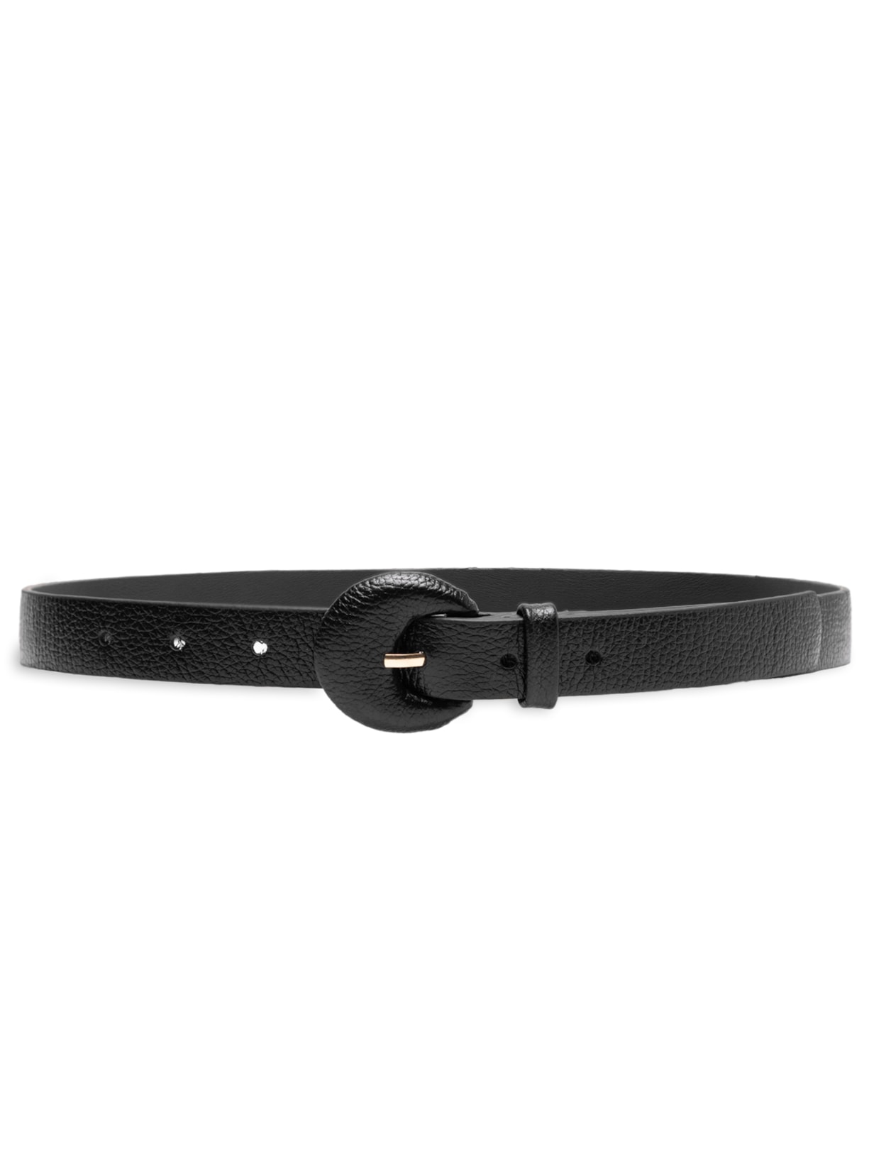 Cinto Feminino Em Couro Com Fivela Encapada - Preto