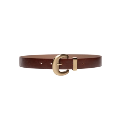 Cinto Feminino Em Couro Com Fivela Escovada - Marrom