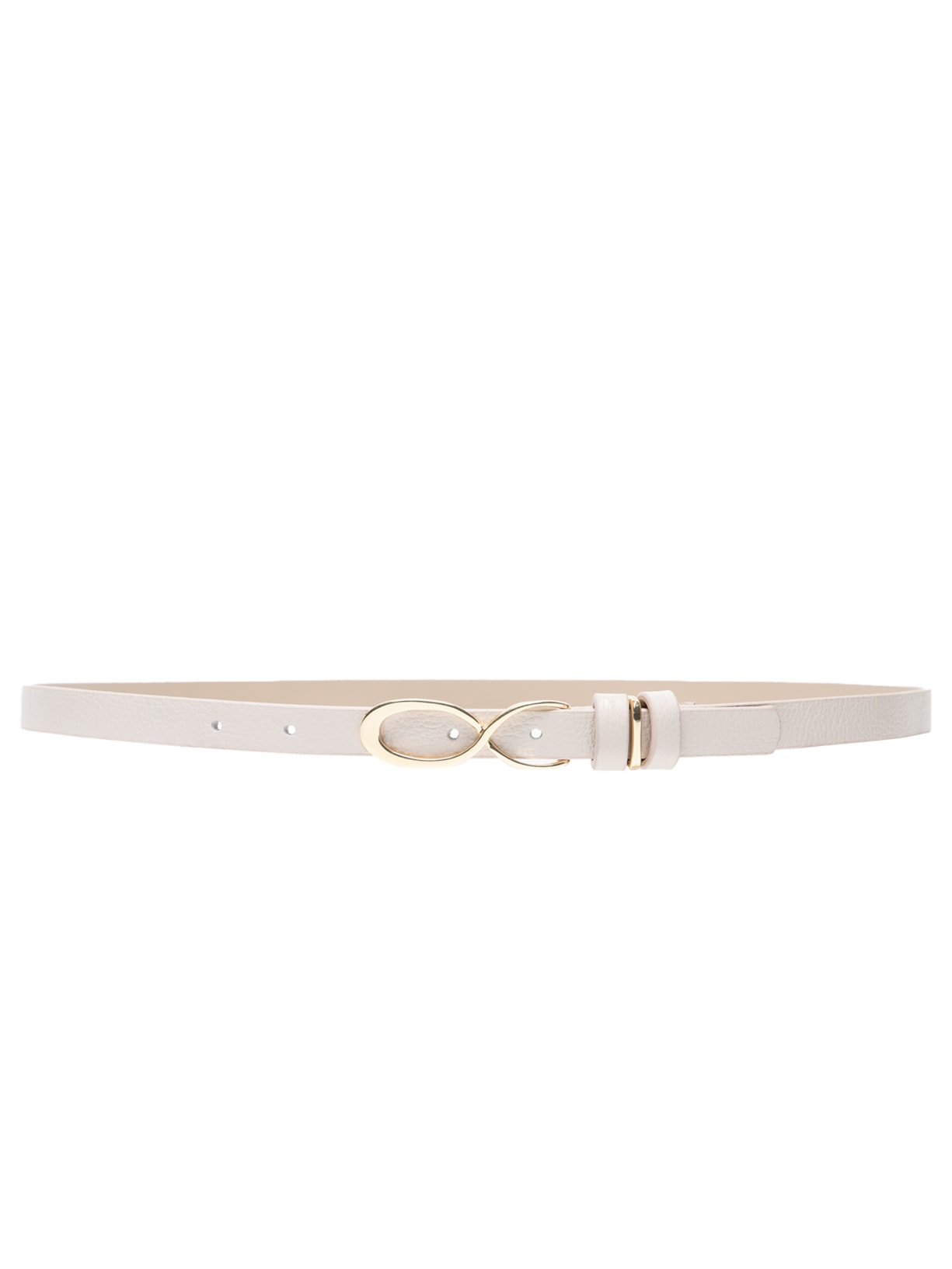 Cinto Feminino Em Couro Com Fivela Infinito - Off White