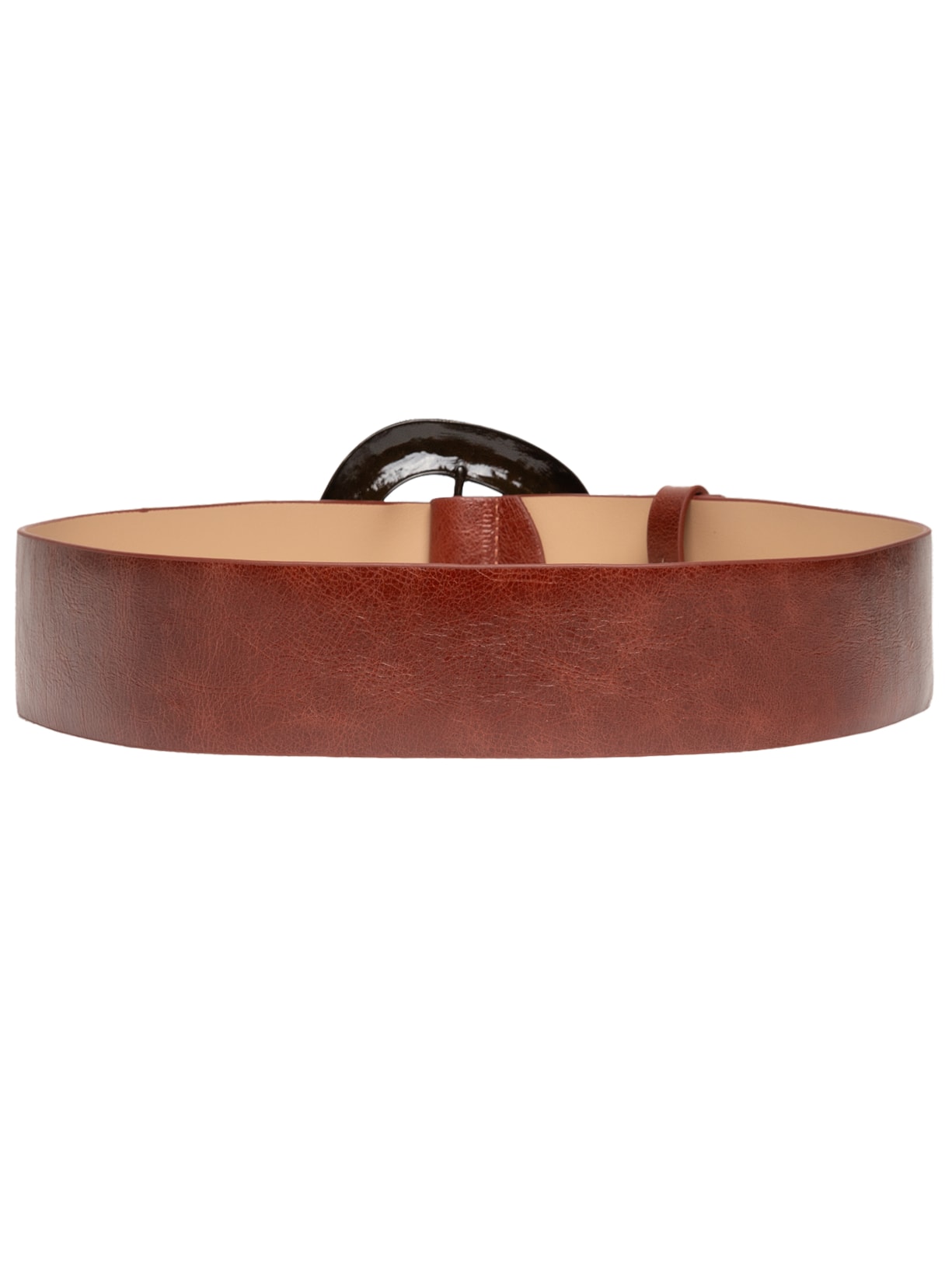 Cinto Feminino Em Couro Com Fivela Orgânica Marrom Market 33