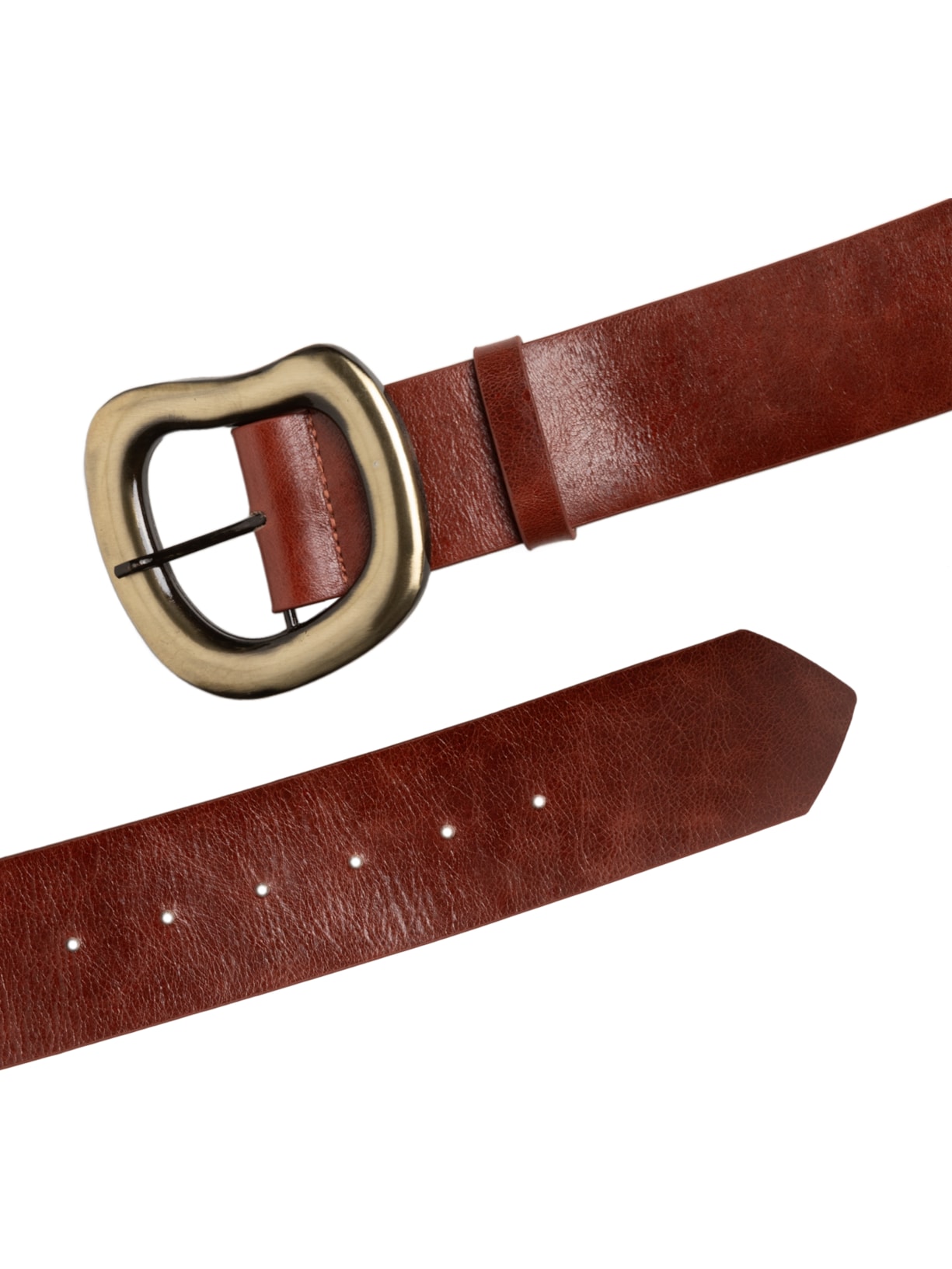 Cinto Feminino Em Couro Com Fivela Orgânica Marrom Market 33