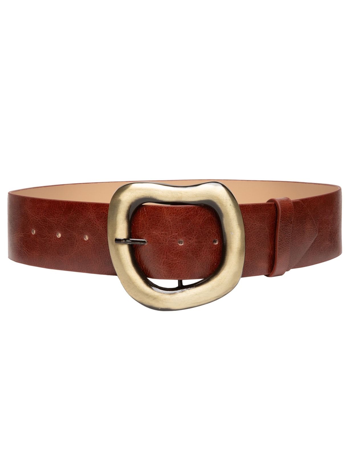 Cinto Feminino Em Couro Com Fivela Orgânica Marrom Market 33