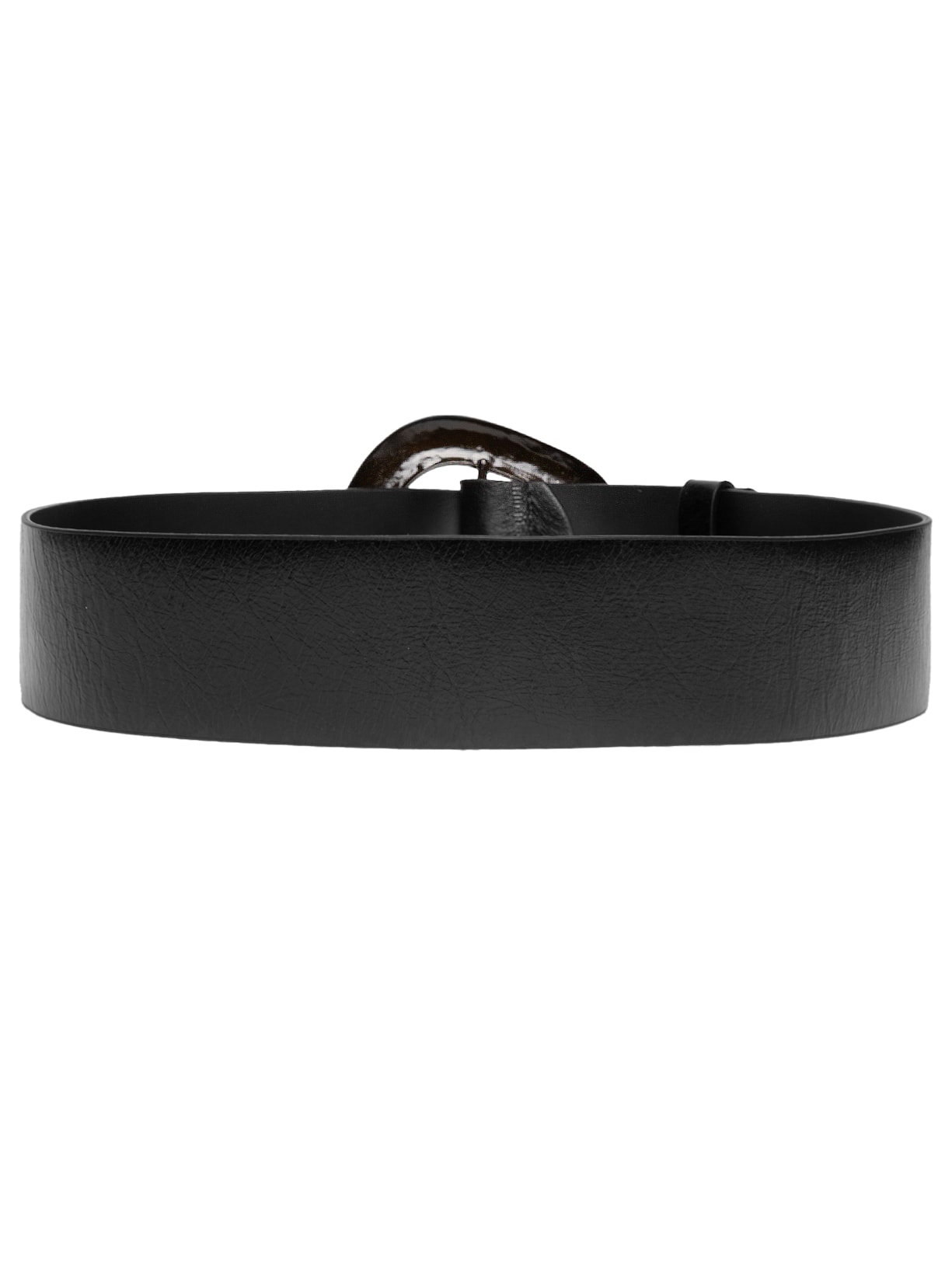 Cinto Feminino em Couro com Fivela Orgânica Preto Market 33