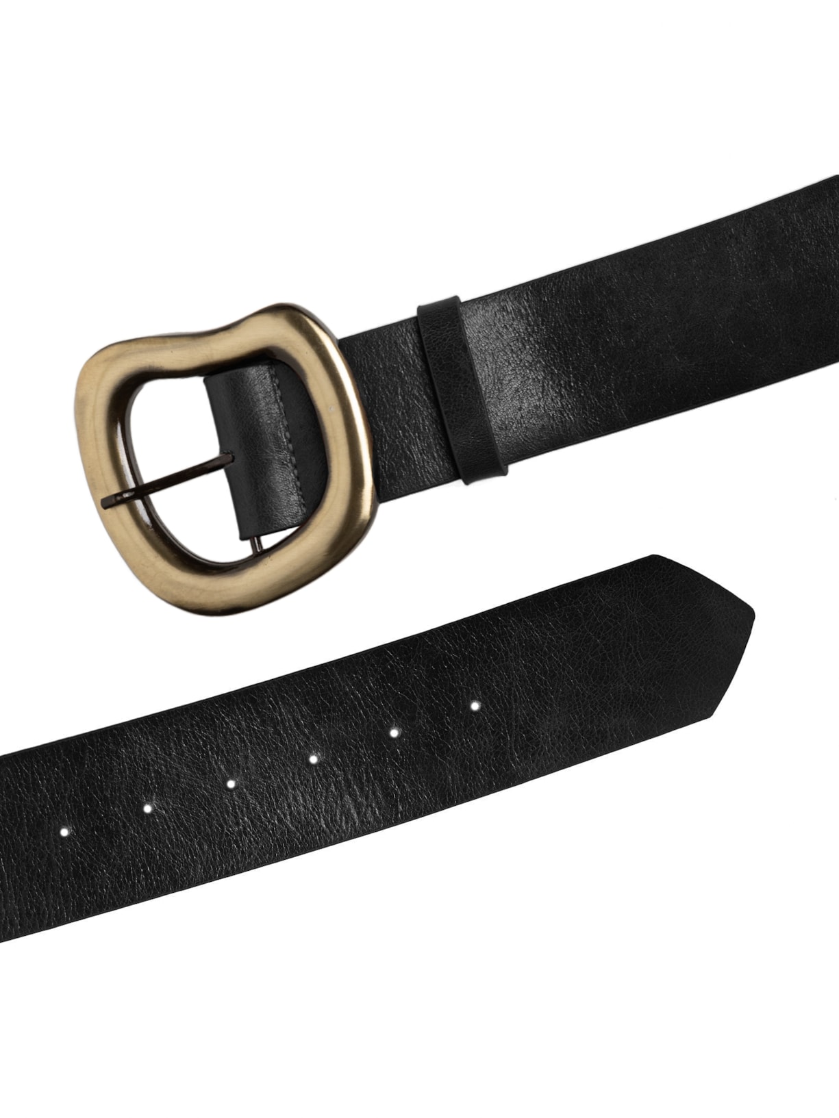 Cinto Feminino em Couro com Fivela Orgânica Preto Market 33