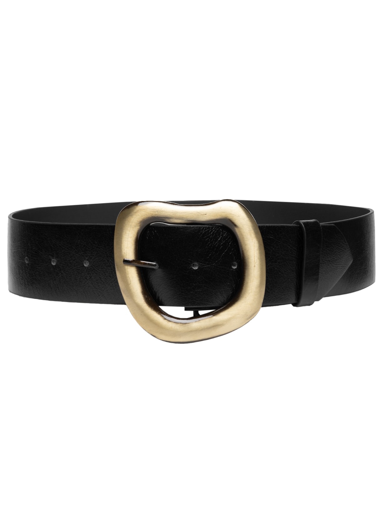 Cinto Feminino em Couro com Fivela Orgânica - Preto