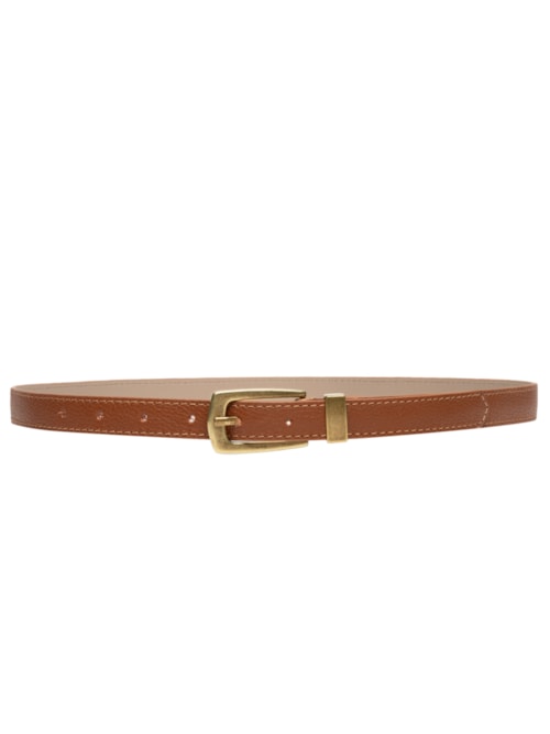 Cinto Feminino Em Couro Com Fivela Ouro Velho - Marrom