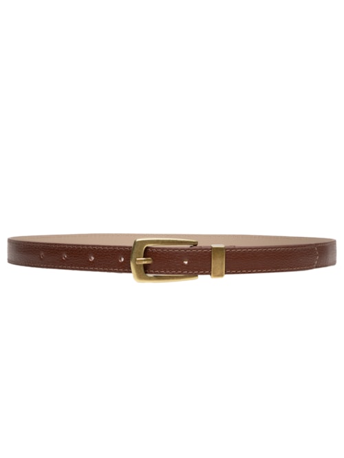 Cinto Feminino Em Couro Com Fivela Ouro Velho - Marrom