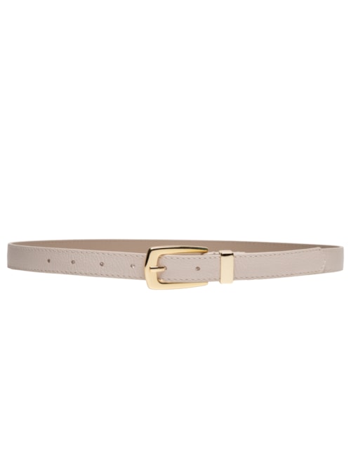 Cinto Feminino Em Couro Com Fivela Ouro Velho - Off White