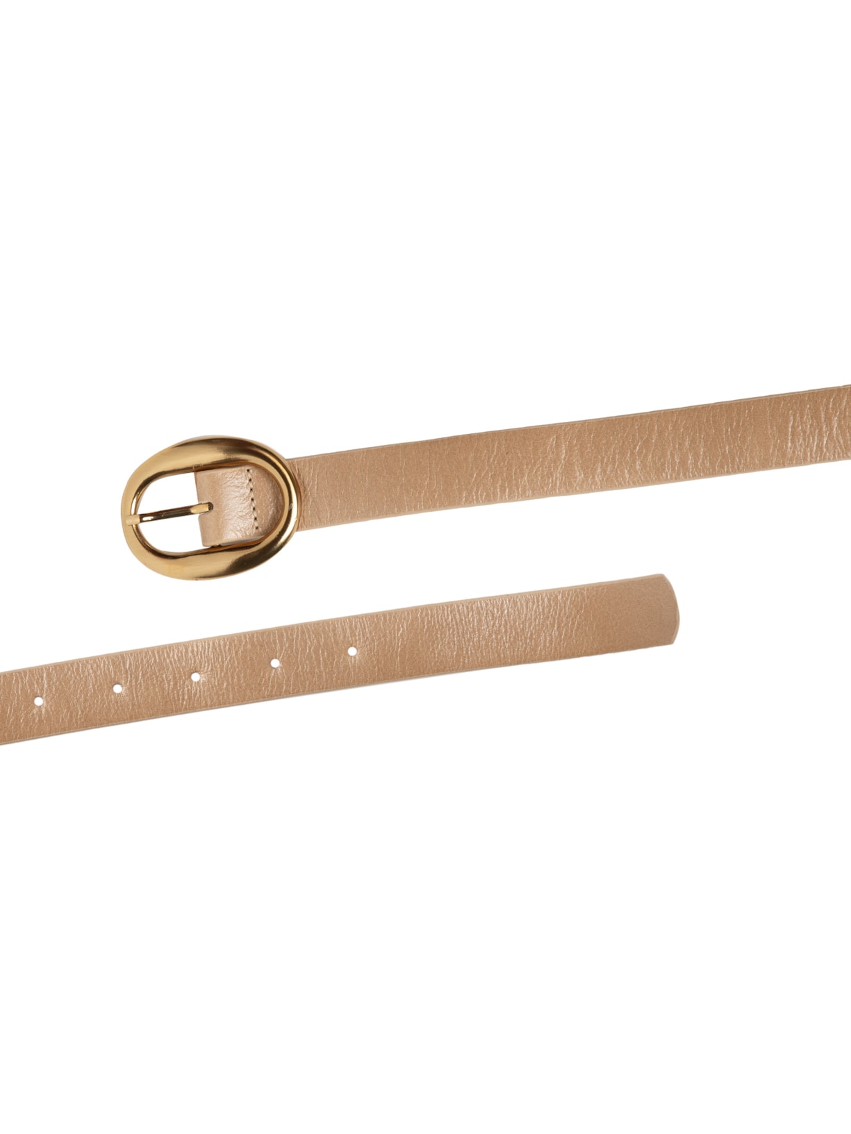 Cinto Feminino em Couro com Fivela Oval Bege Market 33