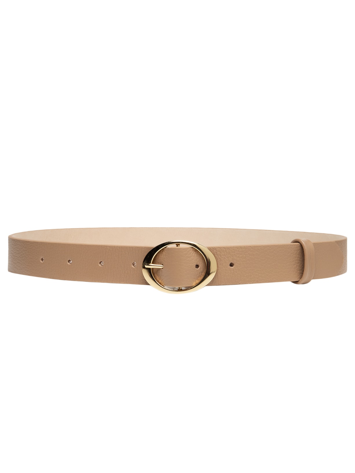 Cinto Feminino Em Couro Com Fivela Oval Bege Market 33