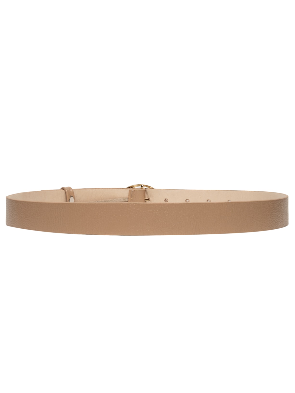 Cinto Feminino Em Couro Com Fivela Oval Bege Market 33