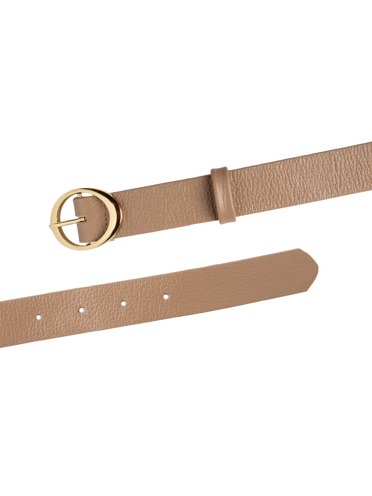 Cinto Feminino Em Couro Com Fivela Oval Bege Market 33