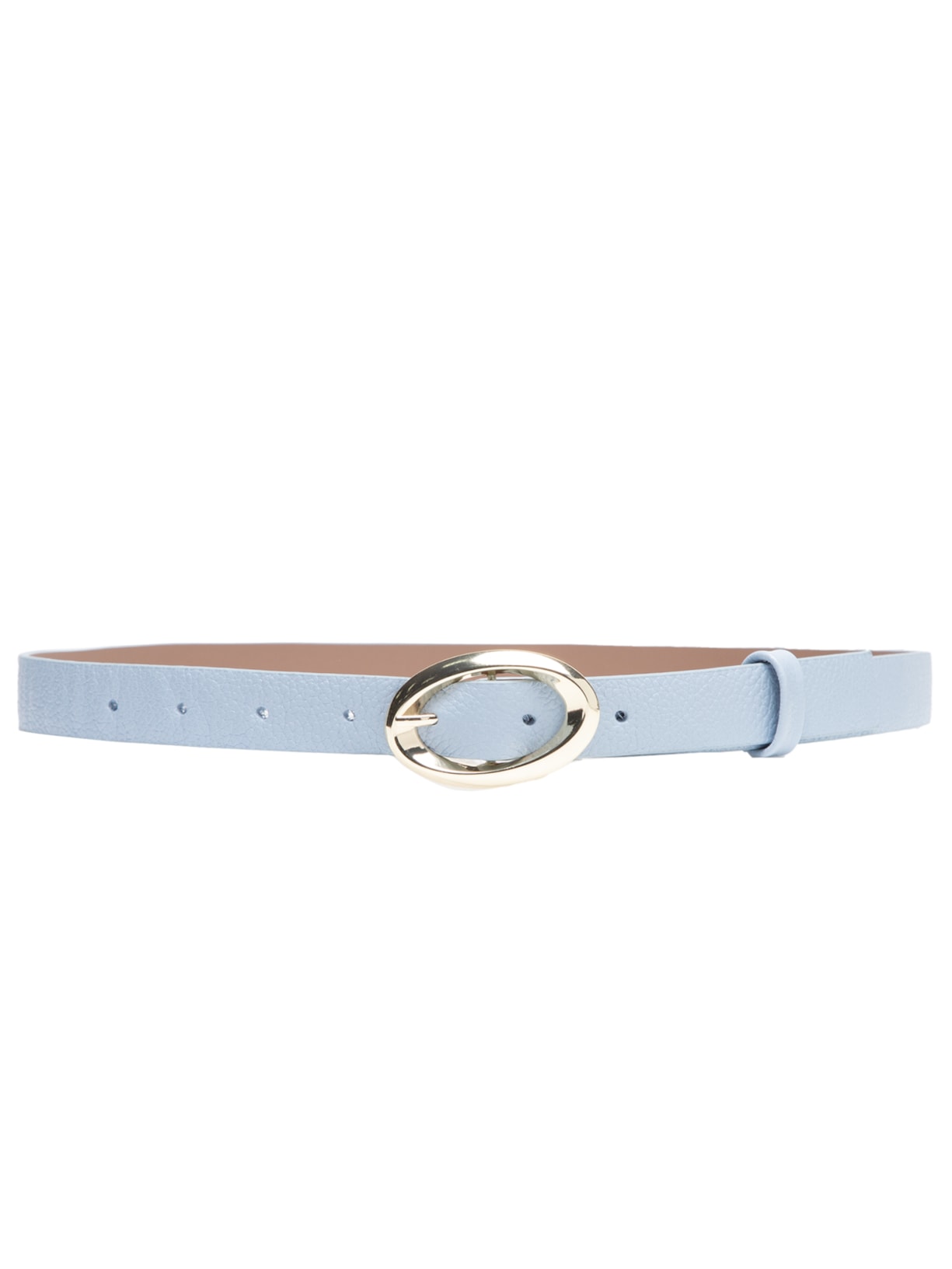 Cinto Feminino Em Couro Com Fivela Oval Dourada - Azul