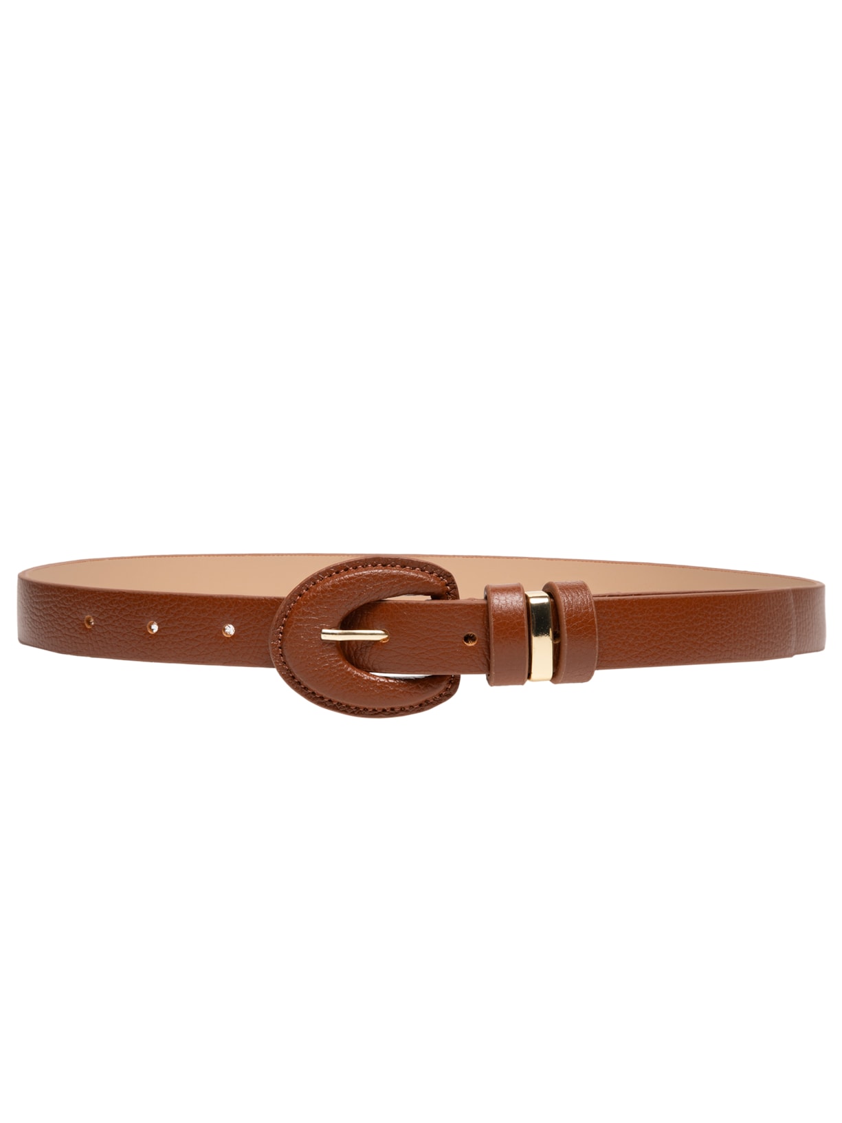 Cinto Feminino Em Couro Com Fivela Oval Encapada Marrom Market 33