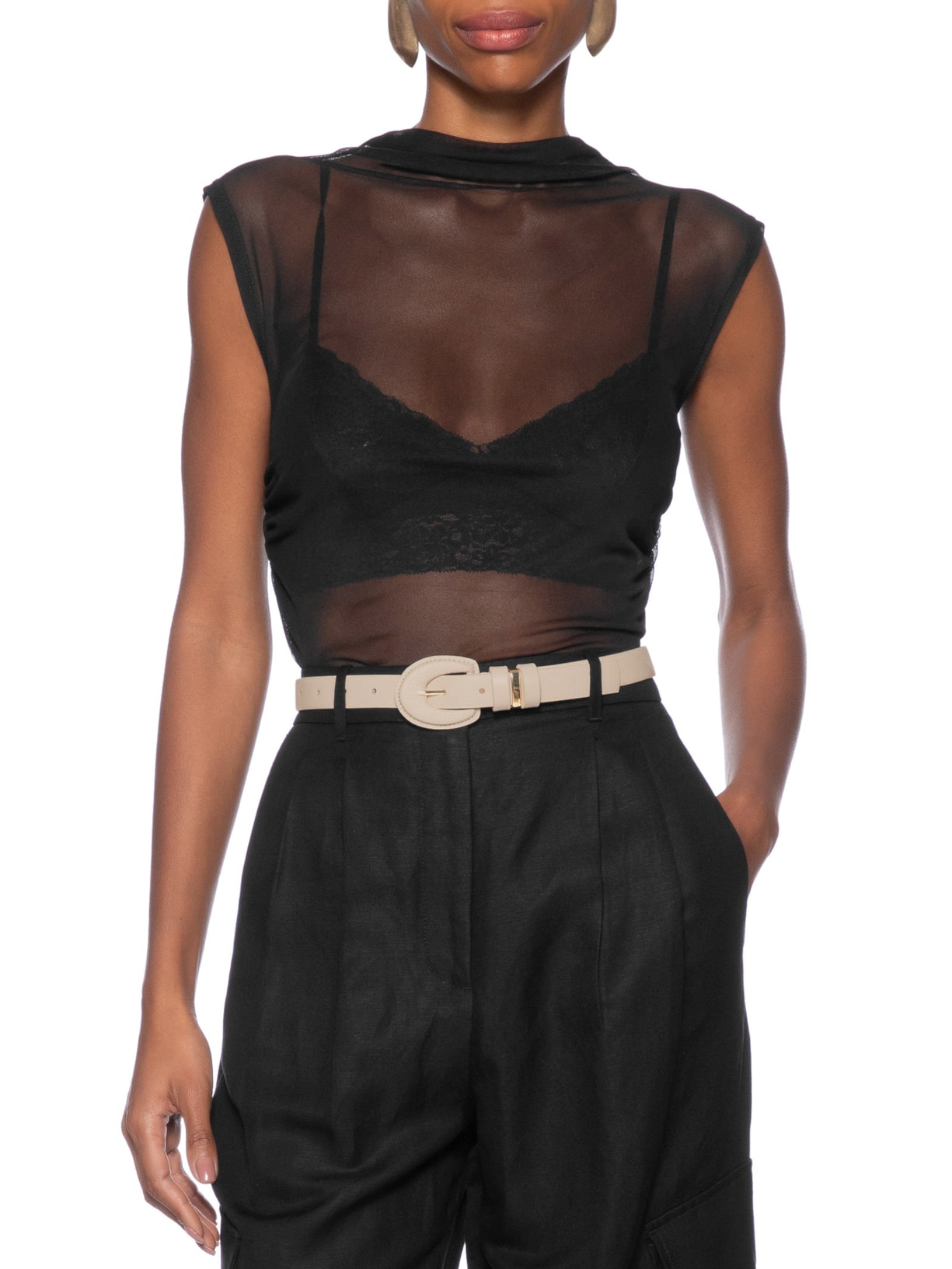 Cinto Feminino Em Couro Com Fivela Oval Encapada Off White Market 33