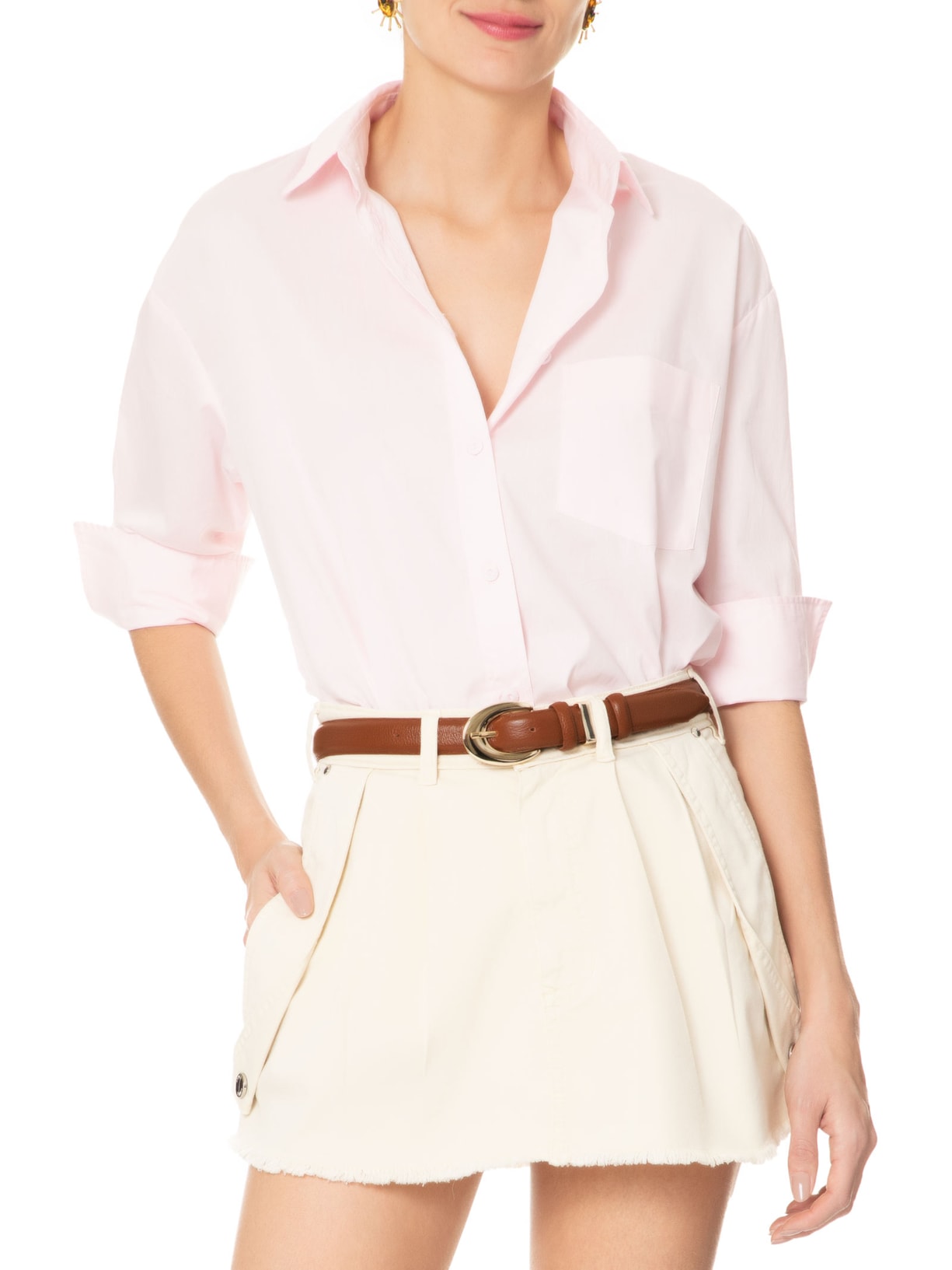 Cinto Feminino Em Couro Com Fivela Oval Marrom Market 33