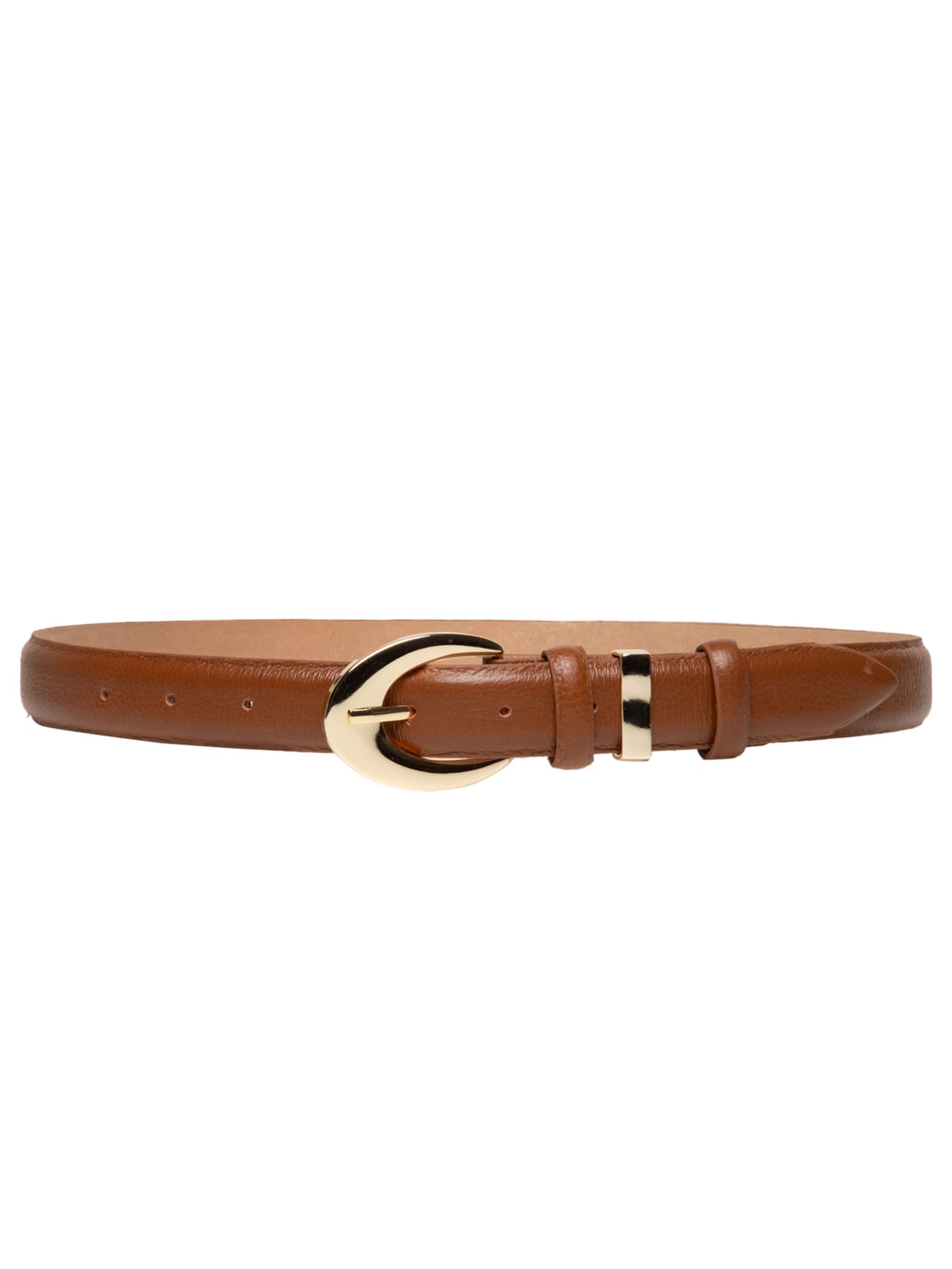 Cinto Feminino Em Couro Com Fivela Oval - Marrom