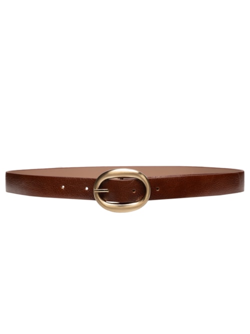 Cinto Feminino Em Couro Com Fivela Oval - Marrom