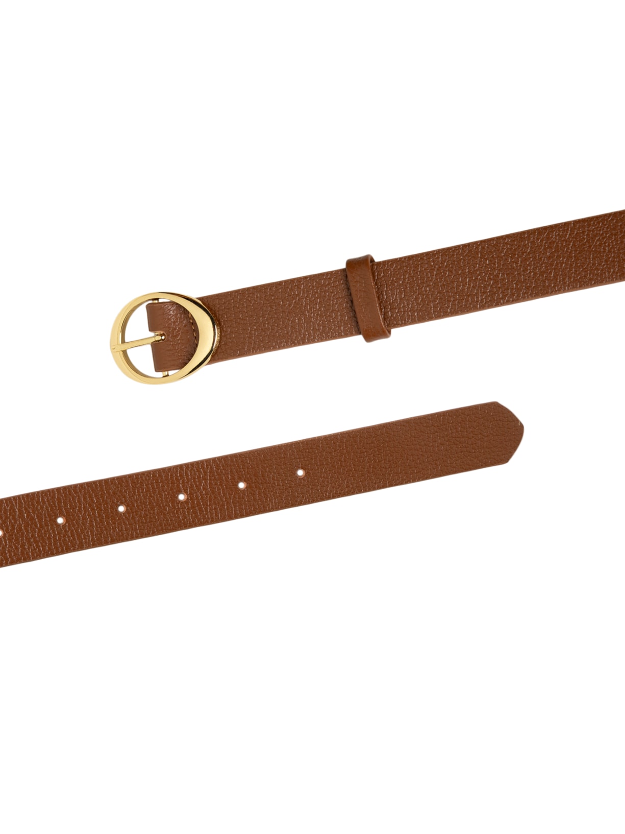 Cinto Feminino Em Couro Com Fivela Oval Marrom Market 33