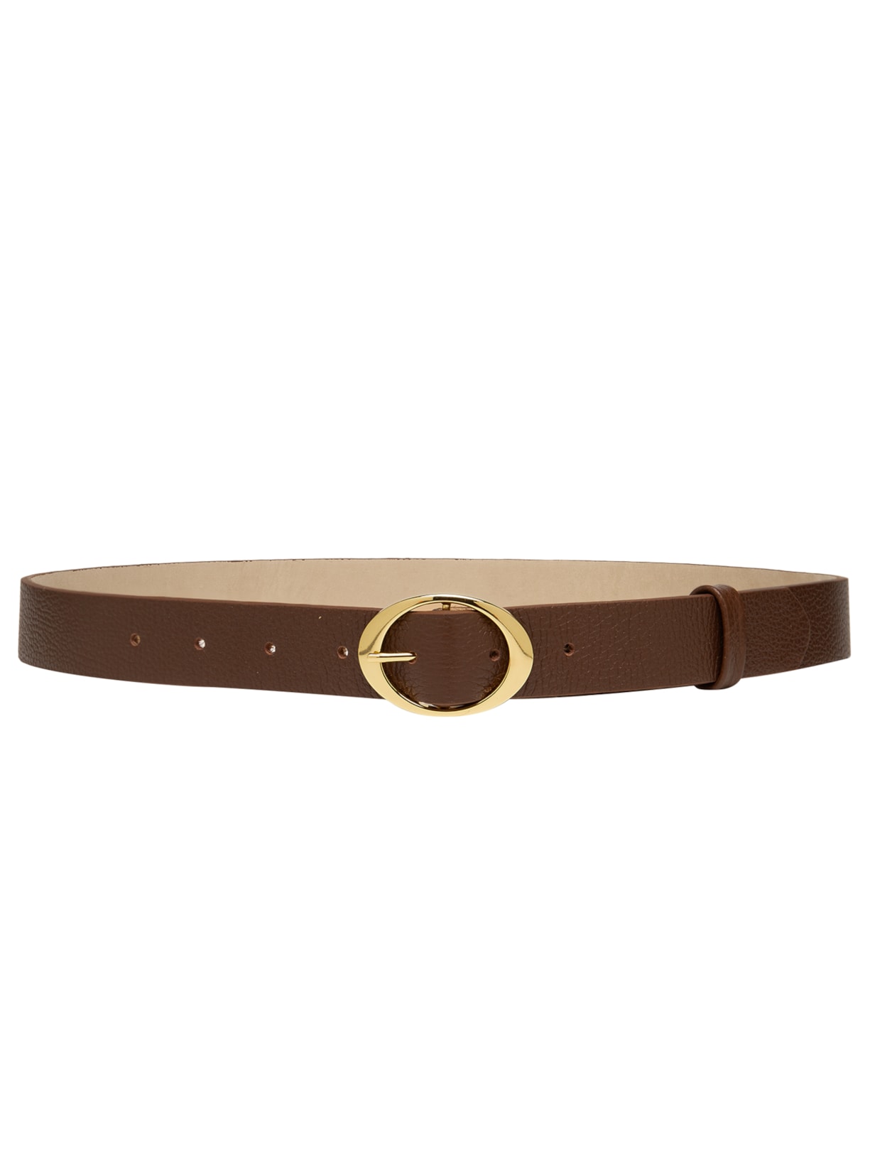 Cinto Feminino Em Couro Com Fivela Oval Marrom Market 33