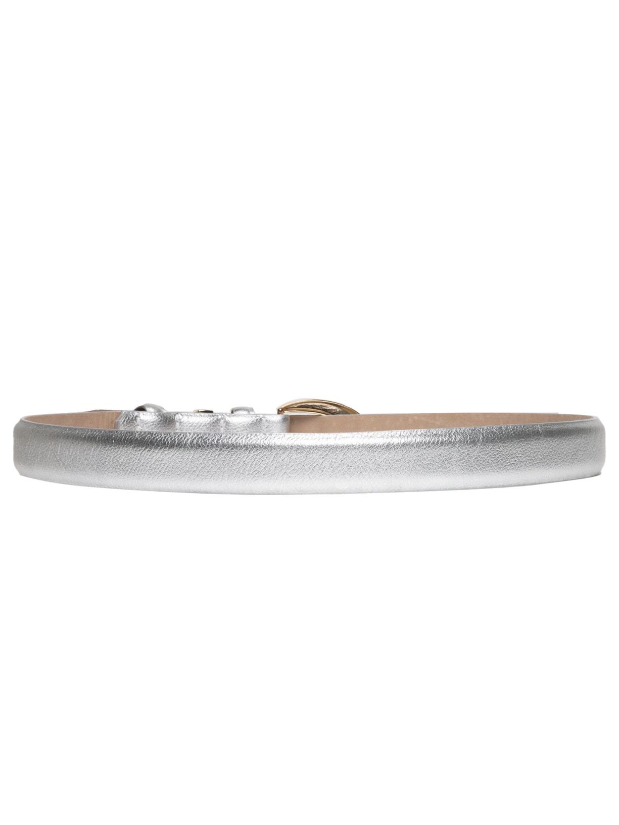 Cinto Feminino Em Couro Com Fivela Oval Prata Market 33