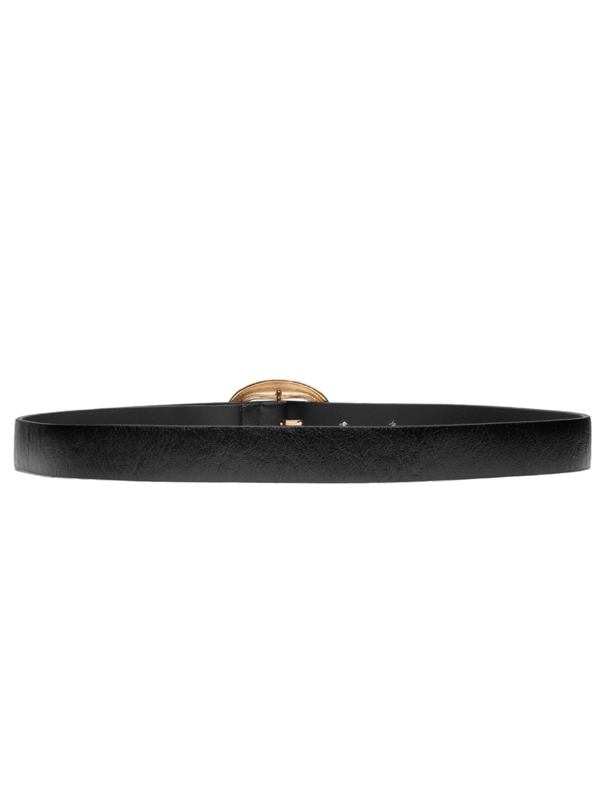 Cinto Feminino Em Couro Com Fivela Oval Preto Market 33