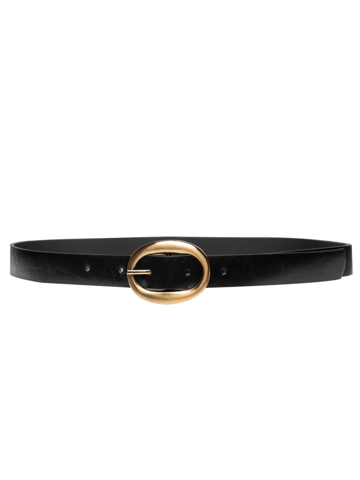 Cinto Feminino Em Couro Com Fivela Oval - Preto