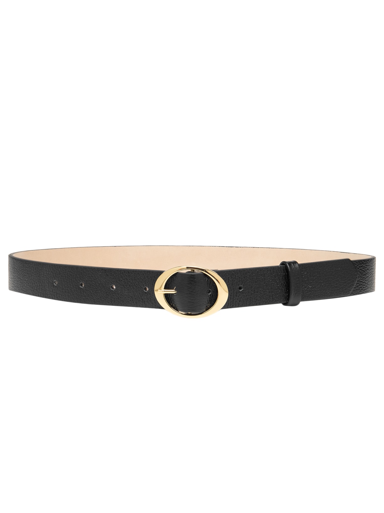 Cinto Feminino Em Couro Com Fivela Oval Preto Market 33