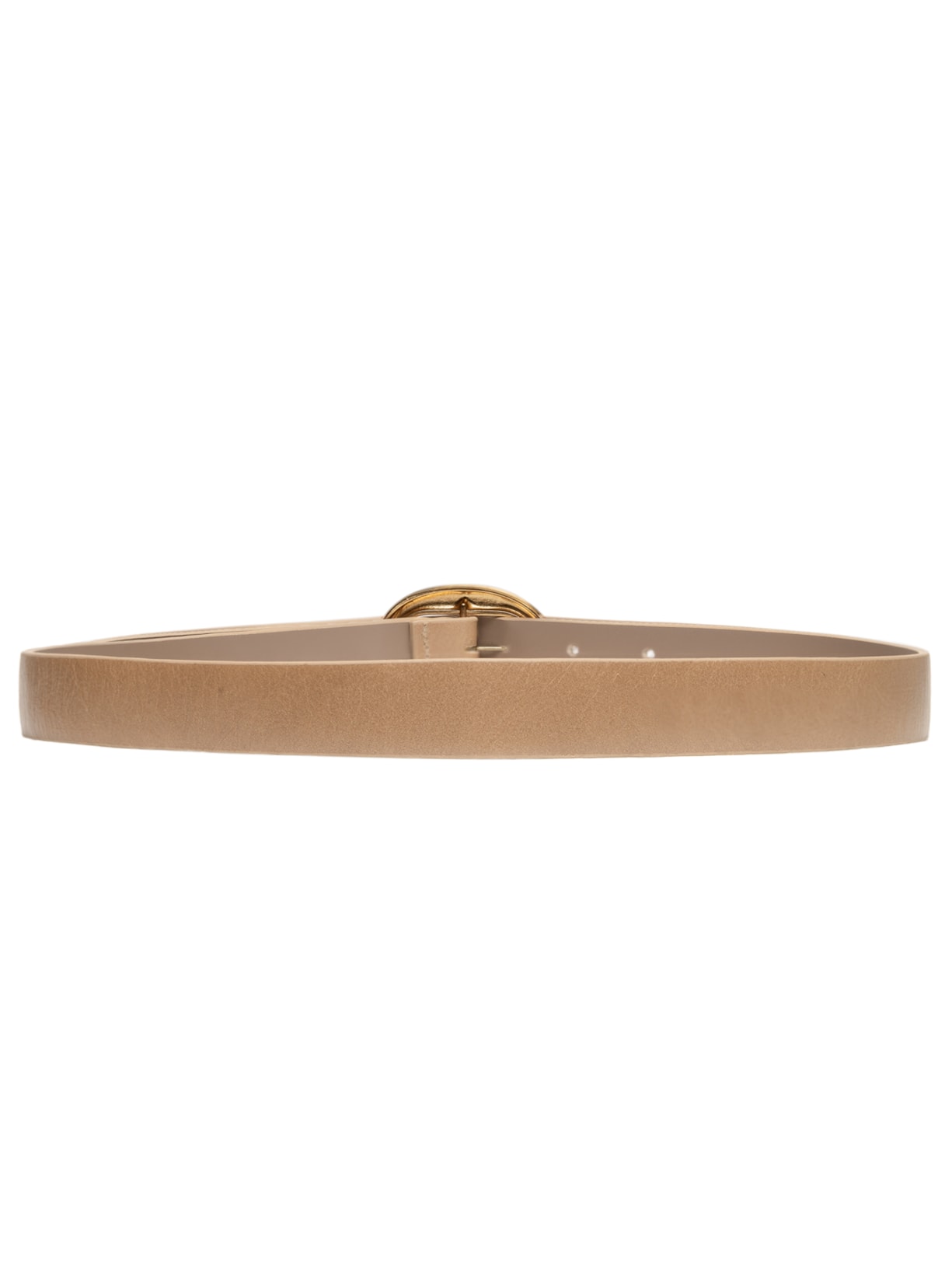 Cinto Feminino em Couro com Fivela Oval – Bege Market 33