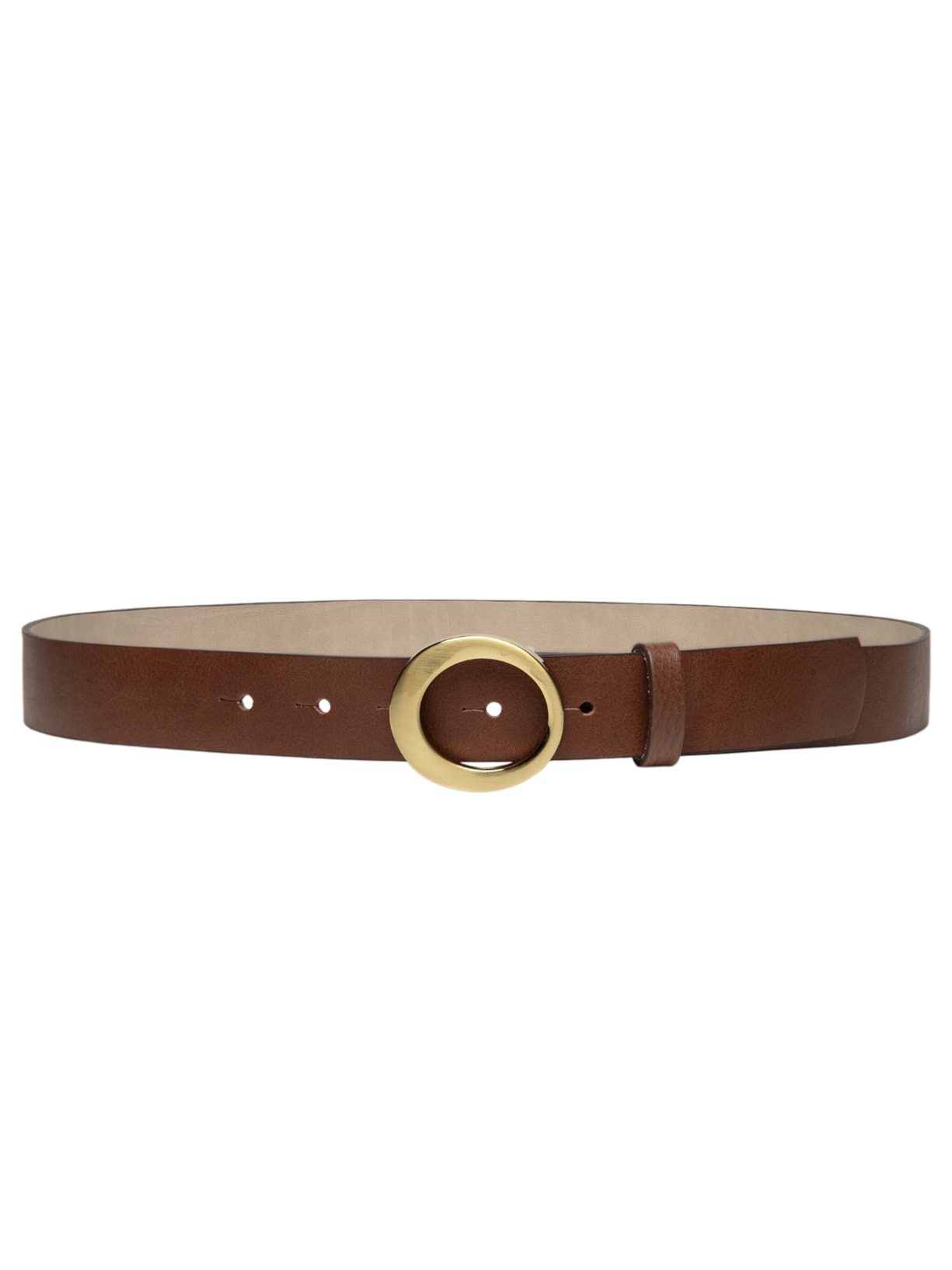 Cinto Feminino em Couro com Fivela Oval – Bege Basiq