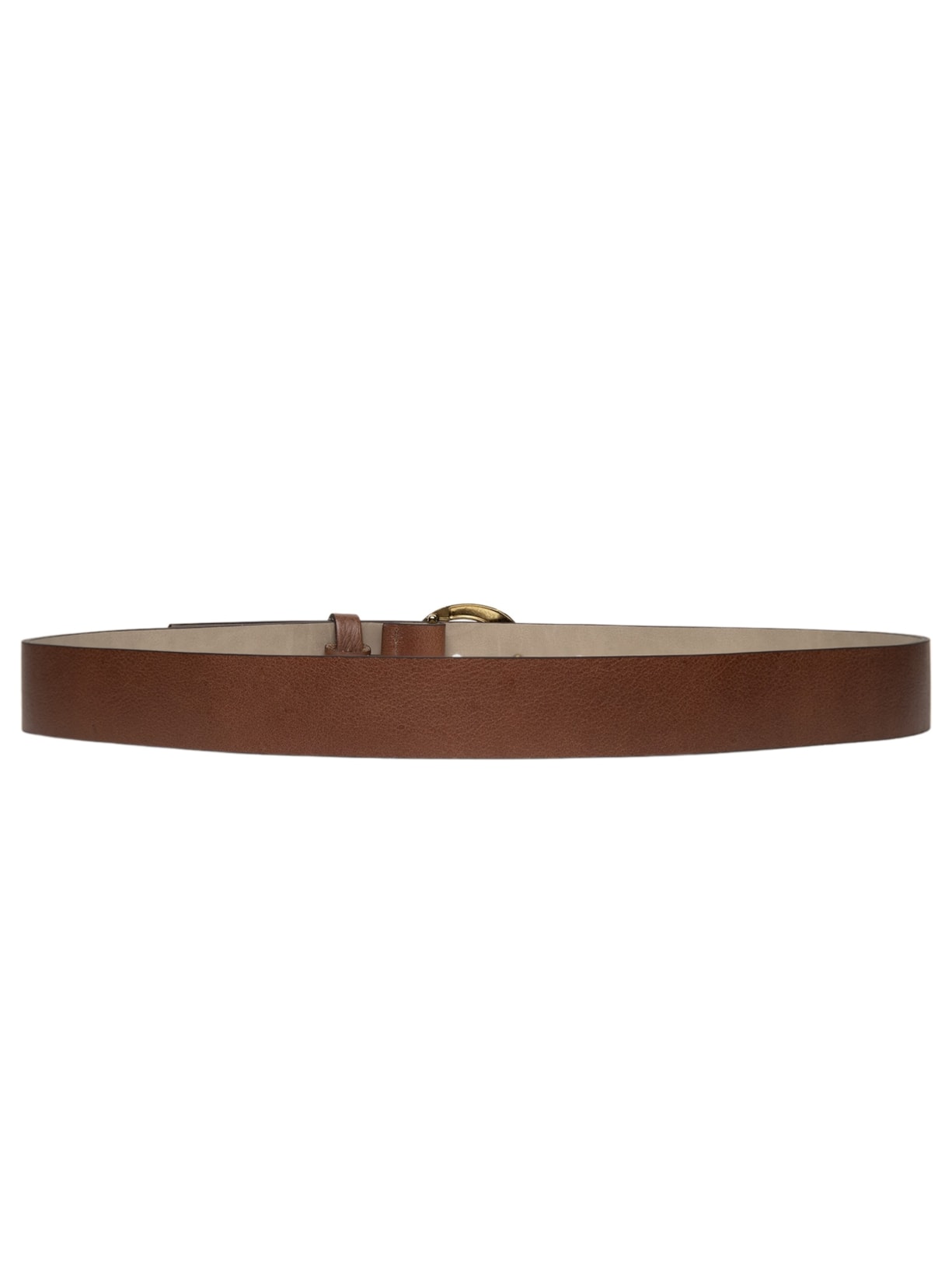 Cinto Feminino em Couro com Fivela Oval – Bege Basiq