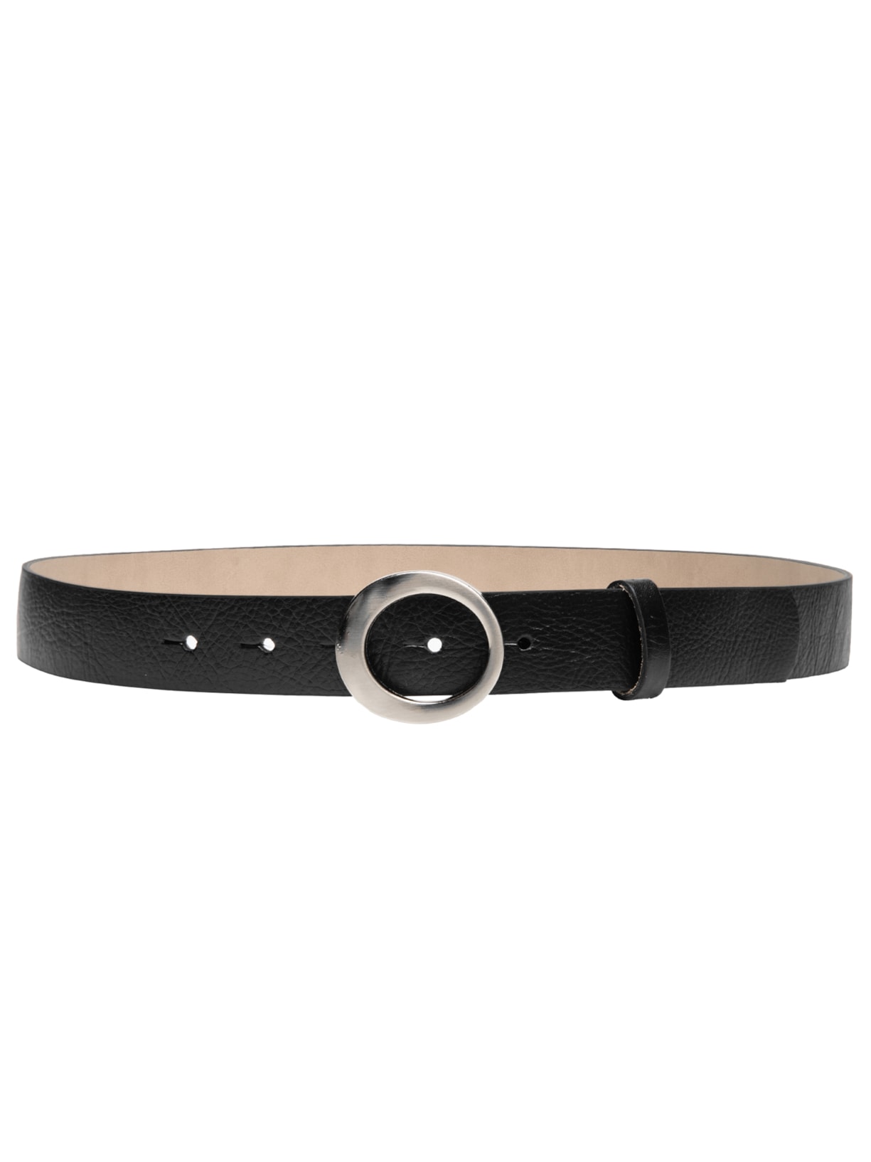 Cinto Feminino em Couro com Fivela Oval – Preto
