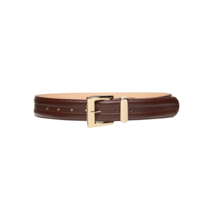 Cinto Feminino Em Couro Com Fivela Quadrada - Marrom