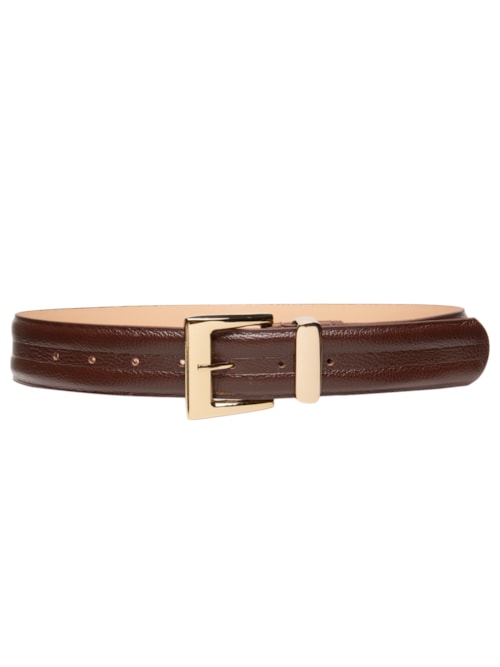 Cinto Feminino Em Couro Com Fivela Quadrada - Marrom