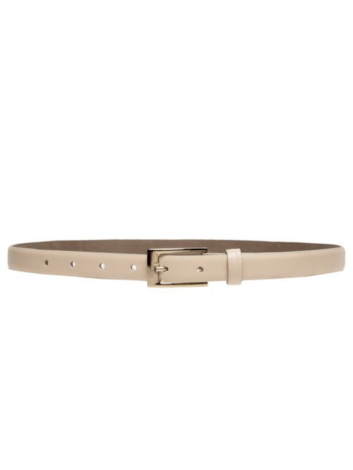 Cinto Feminino Em Couro Com Fivela Quadrada - Off White