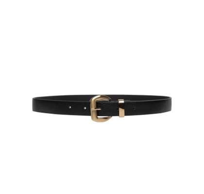 Cinto Feminino Em Couro Com Fivela Quadrada - Preto
